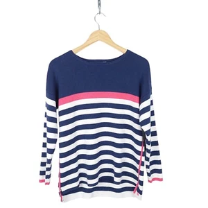 Joules Women's Blue White Striped Uma Jumper Size 10 - Picture 1 of 6
