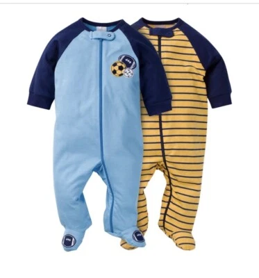NWT 2-Pack Boys Gerber Jungle Sleep N' Play Size 0-3 months - Image 1 of 2
