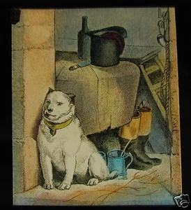 Magische Glaslaterne Dia A Guard Dog um 1890 Victorian Dogs - Bild 1 von 2