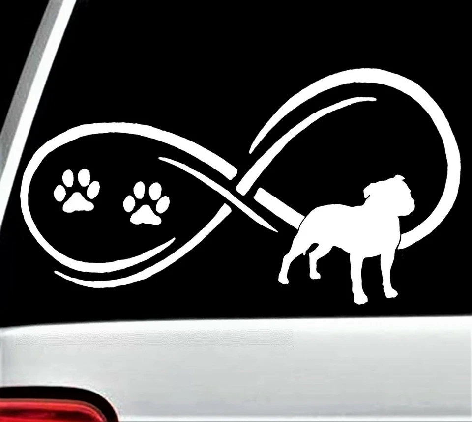 D1104 Staffy Infinity Staffordshire Bull Terrier Decal Sticker Car Truck SUV
