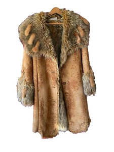Edwardo Bassoni Vintage Retro Faux Shearling & Fur Lined Penny Lane Coat Sz S/M - Picture 1 of 17