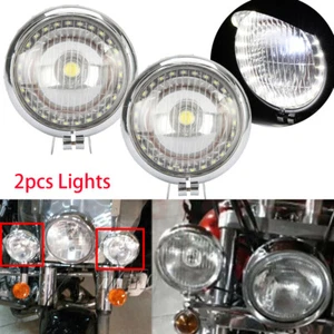 2*Chrome Motorcycle Bullet Headlight Bucket Visor For Harley Honda Suzuki Yamaha - Foto 1 di 12