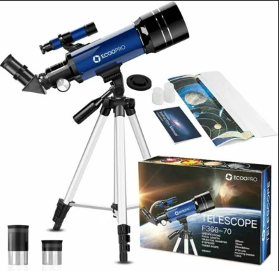 70mm Astronomy Refractor Telescope w/ Adjustable Tripod for Kids Beginner Adults - Image 1 of 4