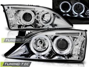 FARI ANTERIORI ANGEL EYES CROMO PER FORD MONDEO MK3 00-07 FANALI HEADLIGHTS - Foto 1 di 6