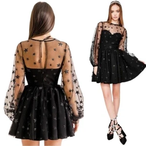 Lirika Matoshi XL Star Tulle Teuta Dress Black Celestial Fairycore Witchy Goth - Bild 1 von 15