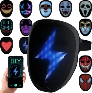 LED Maske mit programmierbarer App & Gestensensorik, DIY Unisex LED beleuchtetes Gesicht Tr - Bild 1 von 12