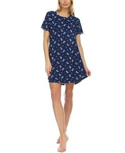 Flora Nikrooz Womens Averie Floral Print Sleep Shirt Nightgown, Navy, Small - Picture 1 of 2