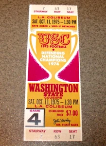 USC Trojans 10/11/1975 Football Full Ticket vs Washington State Cougars - Picture 1 of 3