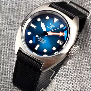 Orologio Tandorio 36mm Meccanico Aviatore Seiko NH35 Movimento Quadrante BLU - Foto 1 di 6