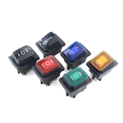 2/3Position Rectangular Rocker Switch LED ON OFF DPST 4/6 Pin 250V 20A KCD4 - image 1 of 4