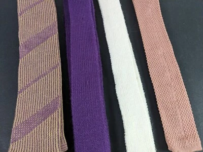 Corbatas de ganchillo de punto vintage para hombre años 70 80 accesorio Henry Grethel púrpura tostado Foto 1 de 4