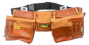 Brown Professional Double Nail Tool Pouch With 10 Pockets & 2 Hammer Holders - Picture 1 of 2