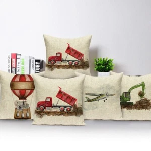 Animal Elephant Hot Air Balloon Cushion Cover Engineering Vehicle Pillow Case - Picture 1 of 56