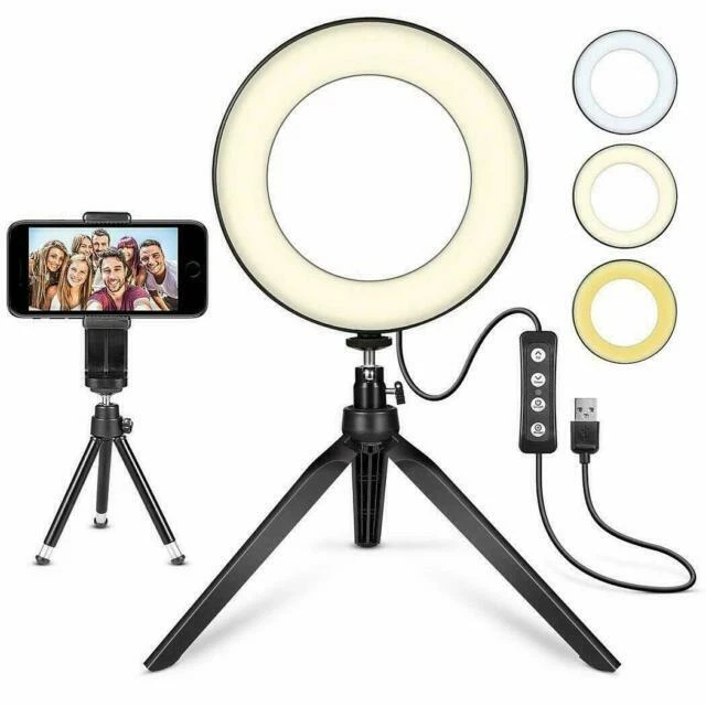 MACTREM R6 6 inch LED Ring Light with Tripod Stand