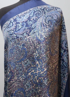 Vintage 68cm Square Liberty Navy Blue & Purple Silk Scarf - image 1 of 4