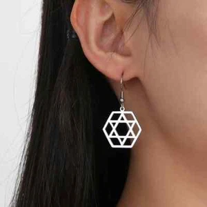 Cute Girls Star Of David Dangle Earrings Women Religious Jewish Jewelry - Picture 1 of 20