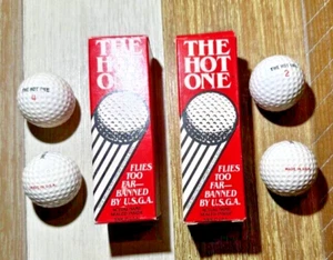 The Hot One Golf Balls H&L LABS 'Flies too Far..." #4 and #2 USA - Vintage Golf - Picture 1 of 1