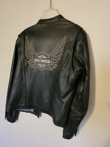 HARLEY DAVIDSON DAMEN LEDERJACKE Nieten Adlerflügel NEUWERTIG TOP! Gr. MED - Bild 1 von 13