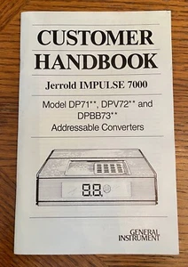 JERROLD IMPULSE 7000 DP71 DPV72 & DPBB73 ADDRESSABLE CONVERTER CUSTOMER HANDBOOK - Picture 1 of 9