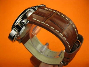 24mm Hornback Grain Leather Band Dark Brown Deployment Watch Strap for PANERAI W - Picture 1 of 7