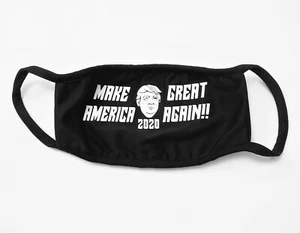 Trump 2020 Make America Great Face Mask Cotton Black MAGA Adult Size Washable - Picture 1 of 3