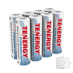 Tenergy 8PCS AA 2500mAh High Capacity Premium NiMH Rechargeable Batteries+2 Case - Picture 1 of 6