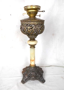 ANTIQUE VICTORIAN BANQUET LAMP WITH ONYX COLUMN - Picture 1 of 5