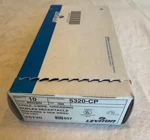 10-Box Leviton BROWN Duplex Receptacle Outlet 15A NEMA 5-15R 125V NEW 5320-CP - Picture 1 of 1
