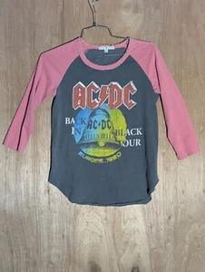 junk food pull over shirt womens XS crew neck raglan sleeve AC/DC 1980 Tour VTG - Picture 1 of 9