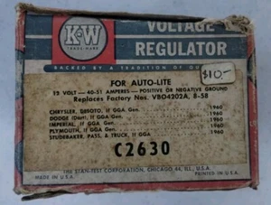 KW Voltage Regulator C2603 1960 Studebaker Chrysler Dodge DeSoto Imperial - Picture 1 of 8