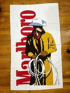 Vintage BRAND NEW 1994 The Marlboro Man Beach Towel Oversized Tobacco 57" X 34" - Picture 1 of 3