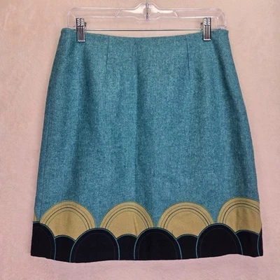 Falda Boden Teal Mezcla de Lana Línea A Vieira Talla 6 Caprichosa Oficina Boho Artística Foto 1 de 4
