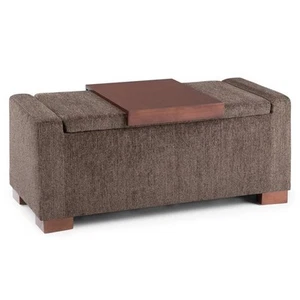 Pemberly Row 42 " Lift Top Storage Ottoman - Deep Umber Brown Polyester Fabric - Picture 1 of 5
