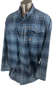 Ariat Rebar Flannel Shirt Mens 2XL Blue Buffalo Plaid Stretch Work Long Sleeves - Picture 1 of 22