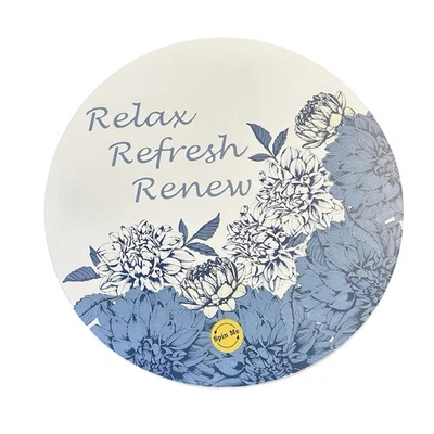 旋转 懒人 Susan 14 英寸 蓝色和白色 “Relax Refresh Renew” 花卉 厨房 用餐 — 第 1/4 张图片