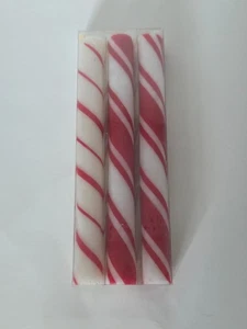 Pier 1 Candy Cane Stripe Column Candles Set of 3 Holiday Red White Swirl - Picture 1 of 2
