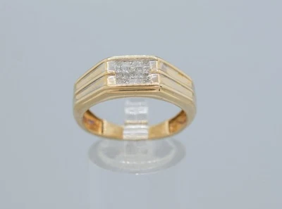 (MA4) Anillo de oro amarillo de 10 quilates con banda de diamantes de 0,20 quilates 4 gramos para hombre talla 9,5 Foto 1 de 4