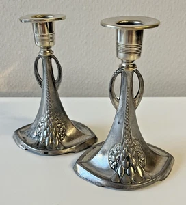 Art Nouveau WMF n. 325 coppia candelabri in peltro argentato WMF Art Nouveau 1910 - Foto 1 di 5