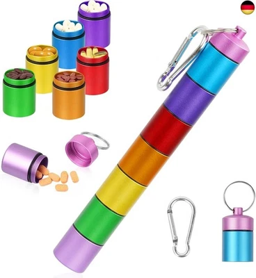 HOSSOM Metall Tablettenbox 7 Tage, Pillendose Klein Rund mit 7 Teilbaren Fächer,