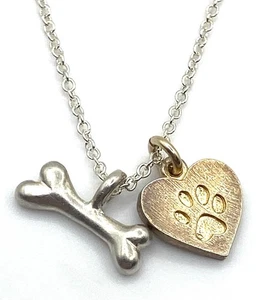 Collar de plata de ley/925 cadena con dijes de perro Teo de 16"" de largo - Imagen 1 de 11