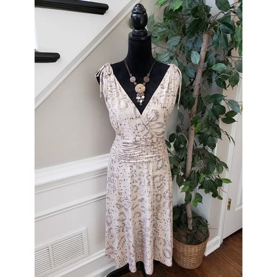 AA Studio AA Shift Dress Women 18W Beige Wrap V Neck Empire Waist Tie Shoulder - Image 1 of 4