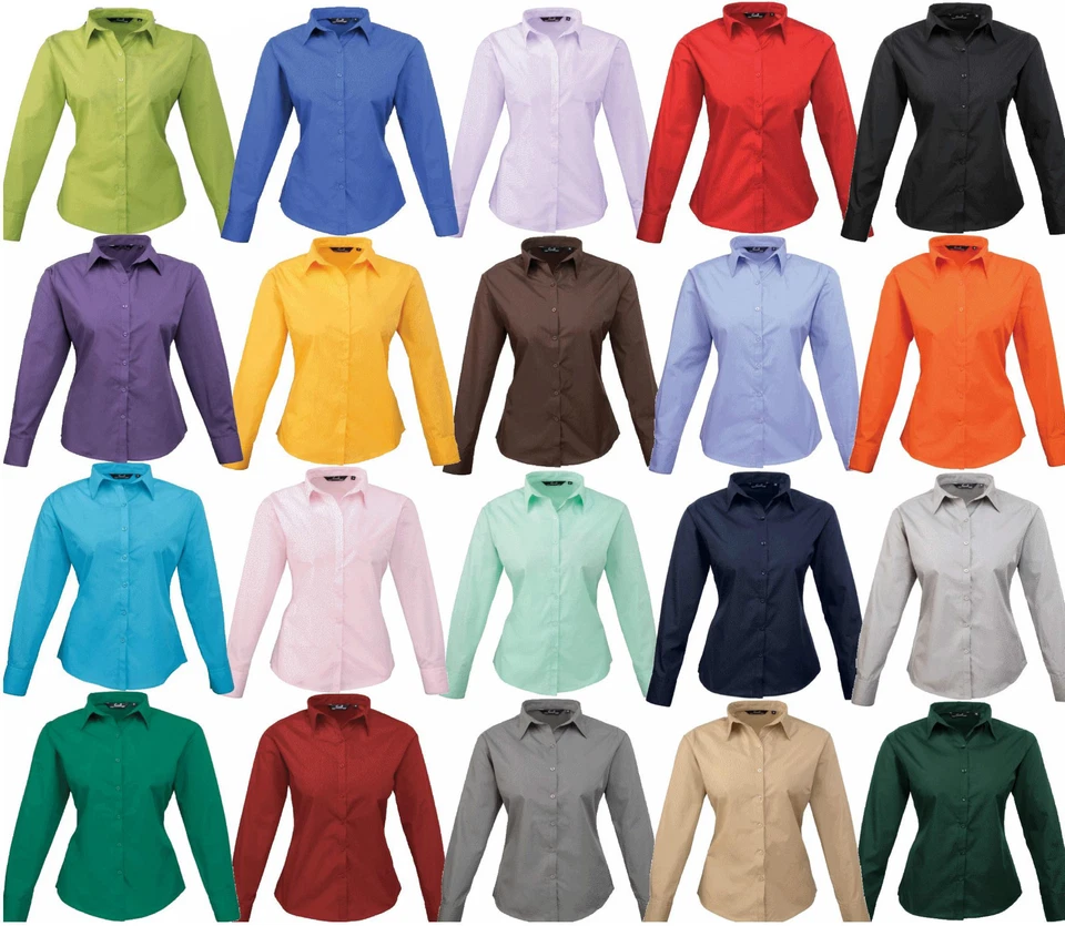 Damen Bluse Langarm Freizeit Business Hemd Übergröße Pflegeleicht 34-54  (BW300) - Bild 1 von 1