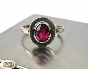 Vintage RING SILVER 875 star stamp SIZE 9 Pink Stone 2,44 g USSR - Imagen 1 de 11