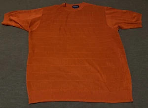 NWOT Paul Frederick Rust Orange Silk Knit Crewneck Sweater Size XL - Picture 1 of 3