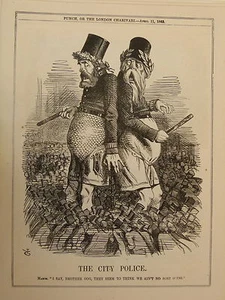 7x10" Punch Cartoon 1863 THE CITY POLICE - Bild 1 von 1