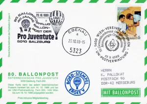 BPÖ_044 Österreich: 80. Ballonpost 23.10.1988 - Ankunft Ebenau - Bild 1 von 1