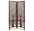 72-Inches Handcrafted Floral Design Wooden 2 Panels Room Divider Partition
