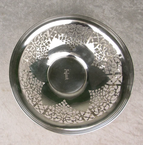 Antique 1916 Edwardian Gorham Sterling Silver Bowl Dish A9541 Petal Pierced 226g Cover
