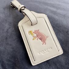 Coach Travel Luggage Name Tag Pig Leather Red Unused