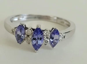Tansinit und Diamant Ring Weißgold 14kt Größe 7 - Bild 1 von 6